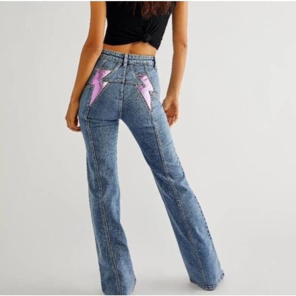 Free People Denim - Free People Thunderbird Flare Jeans Pink 33 NEW